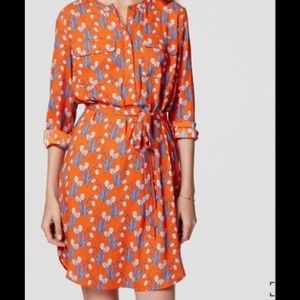 Loft long sleeved floral shirt dress